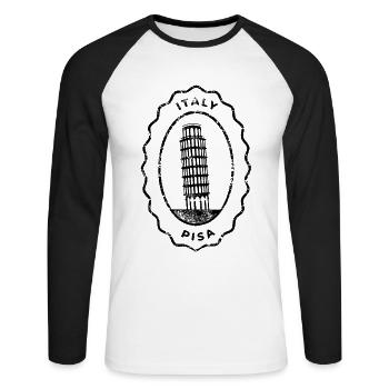 Pise Italie La tour penchée de Pise Souvenir - T-shirt baseball manches longues Homme - blanc/noir - Devant - Nik (191cm)