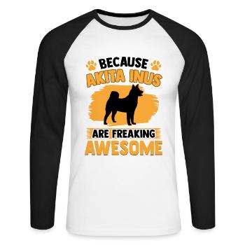 Akita Inu are fantastic Japanese Akita Inu - Unisex Long Sleeve Baseball T-Shirt - white/black - Front - Nik (191cm)