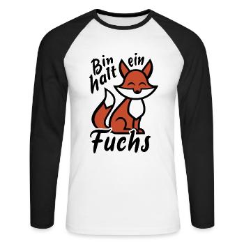 Bin halt ein Fuchs - schlau und clever - Sticker - Unisex Baseballshirt langarm - Weiß/Schwarz - Vorne - Nik (191cm)