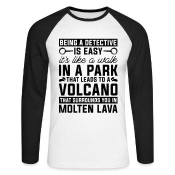 Being A Detective Is Easy Fingerprint Detectives - Unisex Long Sleeve Baseball T-Shirt - white/black - Front - Nik (191cm)