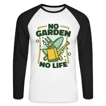 Pas de jardin Pas de vie Jardin horticole - T-shirt baseball manches longues Homme - blanc/noir - Devant - Nik (191cm)