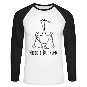 Mallard - Duck with sticks - Nordic Ducking - Unisex Long Sleeve Baseball T-Shirt - white/black - Front - Nik (191cm)