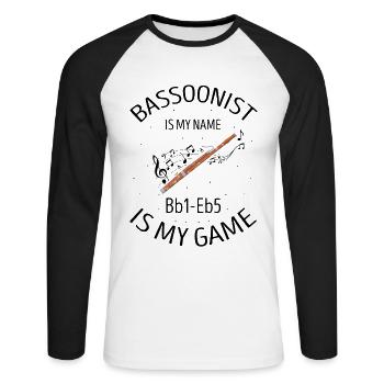 Fagottist für Fagottorchester und Fagottist - Unisex Baseballshirt langarm - Weiß/Schwarz - Vorne - Nik (191cm)