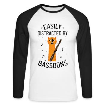 Instrument à vent en bois et instrument à vent basson - T-shirt baseball manches longues Homme - blanc/noir - Devant - Nik (191cm)