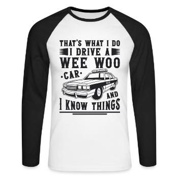 That's What I Do Law Enforcement Police Officers - Unisex Long Sleeve Baseball T-Shirt - white/black - Front - Nik (191cm)