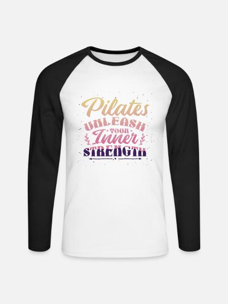 Pilates, unleash your inner strength - Unisex Long Sleeve Baseball T-Shirt - white/black