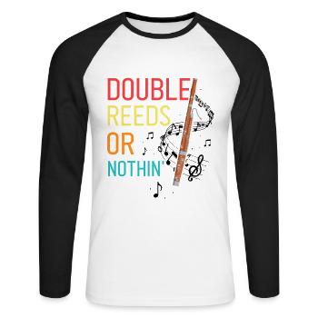 Conception d’instruments à vent bassoniste pour bassoniste - T-shirt baseball manches longues Homme - blanc/noir - Devant - Nik (191cm)