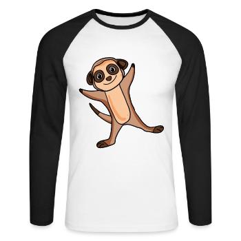 Suricate - T-shirt baseball manches longues Homme - blanc/noir - Devant - Nik (191cm)