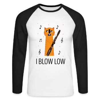 Instrument à vent en bois et instrument à vent basson - T-shirt baseball manches longues Homme - blanc/noir - Devant - Nik (191cm)