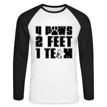 4 Paws 2 Feet 1 Team Canine German Shepherd Lover - Unisex Long Sleeve Baseball T-Shirt - white/black - Front - Nik (191cm)