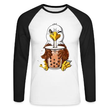 Boba Tea Adler Bubble Tea - Unisex Baseballshirt langarm - Weiß/Schwarz - Vorne - Nik (191cm)