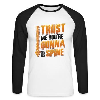 Vertrauen Sie Mir, ich bin Chiropraktiker - Unisex Baseballshirt langarm - Weiß/Schwarz - Vorne - Nik (191cm)