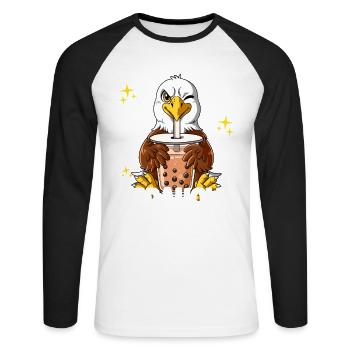 Bubble Tea Adler Boba Tea Bobaholic - T-shirt baseball manches longues Homme - blanc/noir - Devant - Nik (191cm)