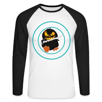 I choose violence - funny duck with sword - Unisex Long Sleeve Baseball T-Shirt - white/black - Front - Nik (191cm)