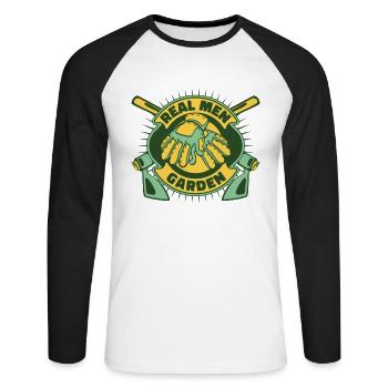Jardin de jardins pour hommes réels - T-shirt baseball manches longues Homme - blanc/noir - Devant - Nik (191cm)