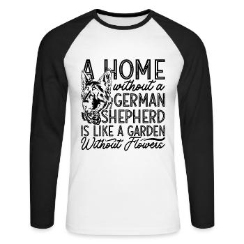 A Home Without A Canine German Shepherd Lover - Unisex Baseballshirt langarm - Weiß/Schwarz - Vorne - Nik (191cm)