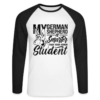 My German Shepherd Is Doggy German Shepherd Lover - Unisex Long Sleeve Baseball T-Shirt - white/black - Front - Nik (191cm)