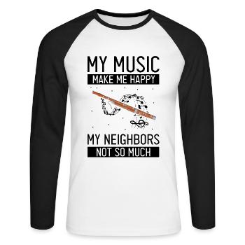 Fagottrohr für Fagottist und Fagottorchester - Unisex Baseballshirt langarm - Weiß/Schwarz - Vorne - Nik (191cm)