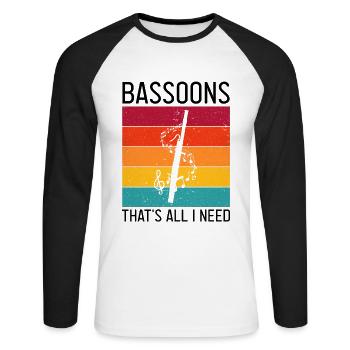 Bassoonist design for woodwind orchestra - Unisex Long Sleeve Baseball T-Shirt - white/black - Front - Nik (191cm)