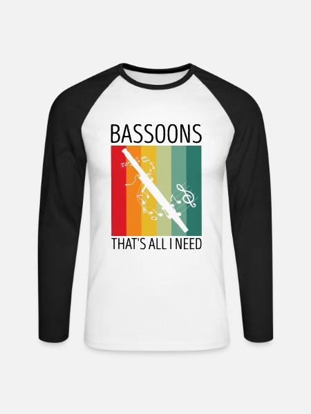 Orchester und Holzblasinstrument - Unisex Baseballshirt langarm - Weiß/Schwarz