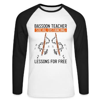 Bassoonist Design for Woodwind Orchestra - Unisex Long Sleeve Baseball T-Shirt - white/black - Front - Nik (191cm)