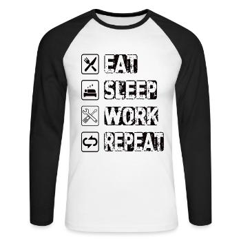 Manger Dormir Travail Répéter - T-shirt baseball manches longues Homme - blanc/noir - Devant - Nik (191cm)