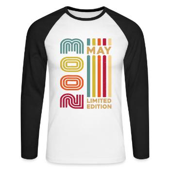 May 2003 Anniversary May 2003 Retro Vintage - Unisex Long Sleeve Baseball T-Shirt - white/black - Front - Nik (191cm)