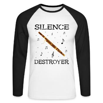 Instrument à vent en bois et instrument à vent basson - T-shirt baseball manches longues Homme - blanc/noir - Devant - Nik (191cm)