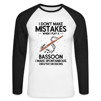 Basson Orchesta design pour bassonistes - T-shirt baseball manches longues Homme - blanc/noir - Devant - Nik (191cm)