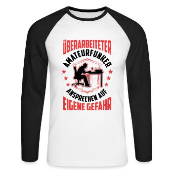 Überarbeiteter Amateurfunker Funkamateur - Unisex Baseballshirt langarm - Weiß/Schwarz - Vorne - Nik (191cm)