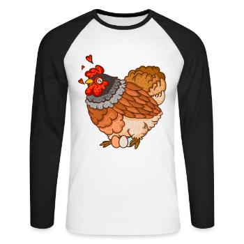 Chicken Breed Chicken Green Layer Eggs Chicken Breeder - Unisex Long Sleeve Baseball T-Shirt - white/black - Front - Nik (191cm)