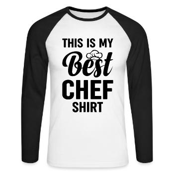 This Is My Best Chef Shirt Culinary Cooks Restaura - Unisex Baseballshirt langarm - Weiß/Schwarz - Vorne - Nik (191cm)