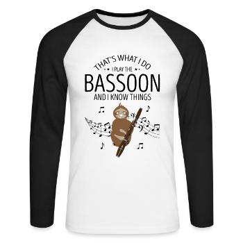Basson pour basson anches et bassoniste - T-shirt baseball manches longues Homme - blanc/noir - Devant - Nik (191cm)