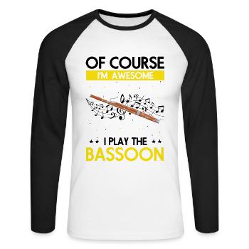 Conception bassoniste pour orchestre à vent - T-shirt baseball manches longues Homme - blanc/noir - Devant - Nik (191cm)