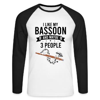 Basson Orchesta design pour bassonistes - T-shirt baseball manches longues Homme - blanc/noir - Devant - Nik (191cm)