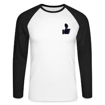Logo de jardinage Emblème Jardin horticole - T-shirt baseball manches longues Homme - blanc/noir - Devant - Nik (191cm)