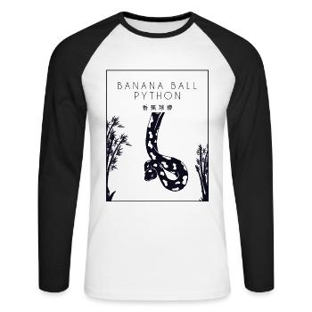 Boule de banane Python Hanzi Chinois Hanzi Snake Banane - T-shirt baseball manches longues Homme - blanc/noir - Devant - Nik (191cm)