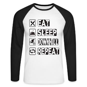 Eat Sleep Downhill Repeat - Unisex Long Sleeve Baseball T-Shirt - white/black - Front - Nik (191cm)