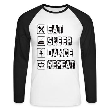 Eat Sleep Dance Repeat - Unisex Baseballshirt langarm - Weiß/Schwarz - Vorne - Nik (191cm)