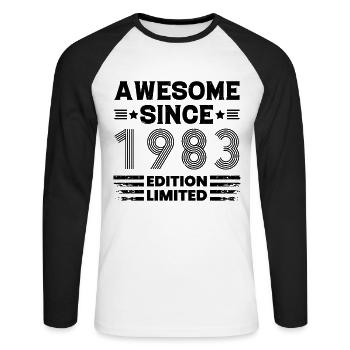Awesome Since 1983 Limited Edition Birthday 40 - Unisex Baseballshirt langarm - Weiß/Schwarz - Vorne - Nik (191cm)