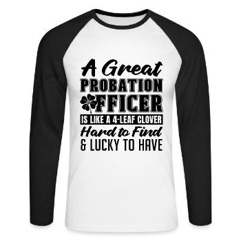 Un excellent agent de probation est un agent correctionnel - T-shirt baseball manches longues Homme - blanc/noir - Devant - Nik (191cm)