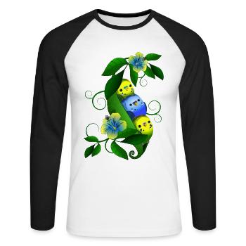 Budgie in the pea - Unisex Long Sleeve Baseball T-Shirt - white/black - Front - Nik (191cm)