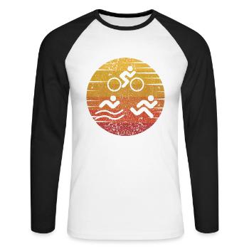 Retro Training Triathlon Bike Triathlete Pro - Unisex Long Sleeve Baseball T-Shirt - white/black - Front - Nik (191cm)