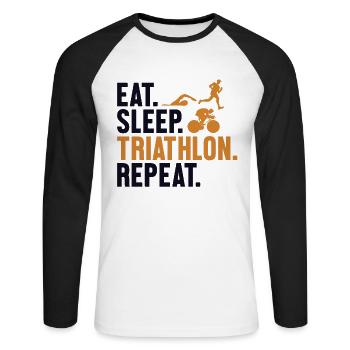 Eat Sleep Triathlon Repeat Triathlete Training - Unisex Long Sleeve Baseball T-Shirt - white/black - Front - Nik (191cm)