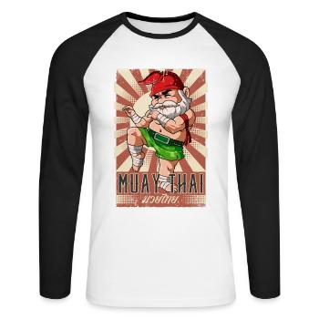 Muay Thai - Unisex Baseballshirt langarm - Weiß/Schwarz - Vorne - Nik (191cm)