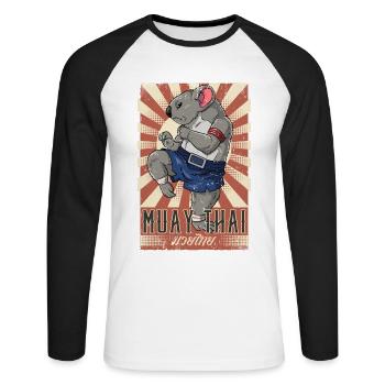 Muay Thai - Unisex Baseballshirt langarm - Weiß/Schwarz - Vorne - Nik (191cm)