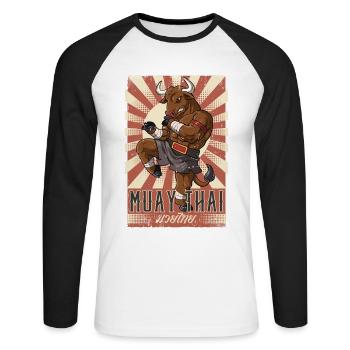 Muay Thai - Unisex Baseballshirt langarm - Weiß/Schwarz - Vorne - Nik (191cm)