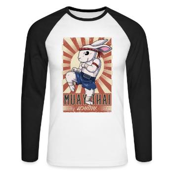 Muay Thai - Unisex Baseballshirt langarm - Weiß/Schwarz - Vorne - Nik (191cm)