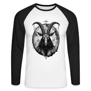 Gothic Baphomet Witches Witchcraft Ritual Dark - Unisex Baseballshirt langarm - Weiß/Schwarz - Vorne - Nik (191cm)