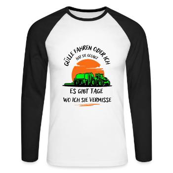 Landwirt-Gülle fahren oder ich hat sie gesagt ... - Unisex Baseballshirt langarm - Weiß/Schwarz - Vorne - Nik (191cm)